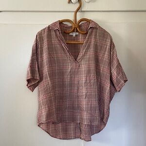 Madewell Pink Plaid Cotton Top